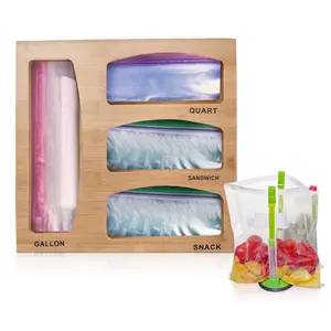 Ziplock bag organizer.Food bag storage.Wood Station.Wooden Nest.Bag Keeper.Zip & Store