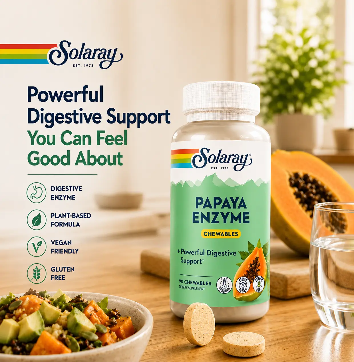 Solaray Digestive Enzyme Chewables with Papaya Enzyme — Sensitive Gut Daily Routine