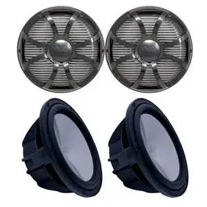 Two Wet Sounds Revo 10" Subwoofers & Grills - Black Subwoofers & Black Closed Face SW Grills - 2 Ohm