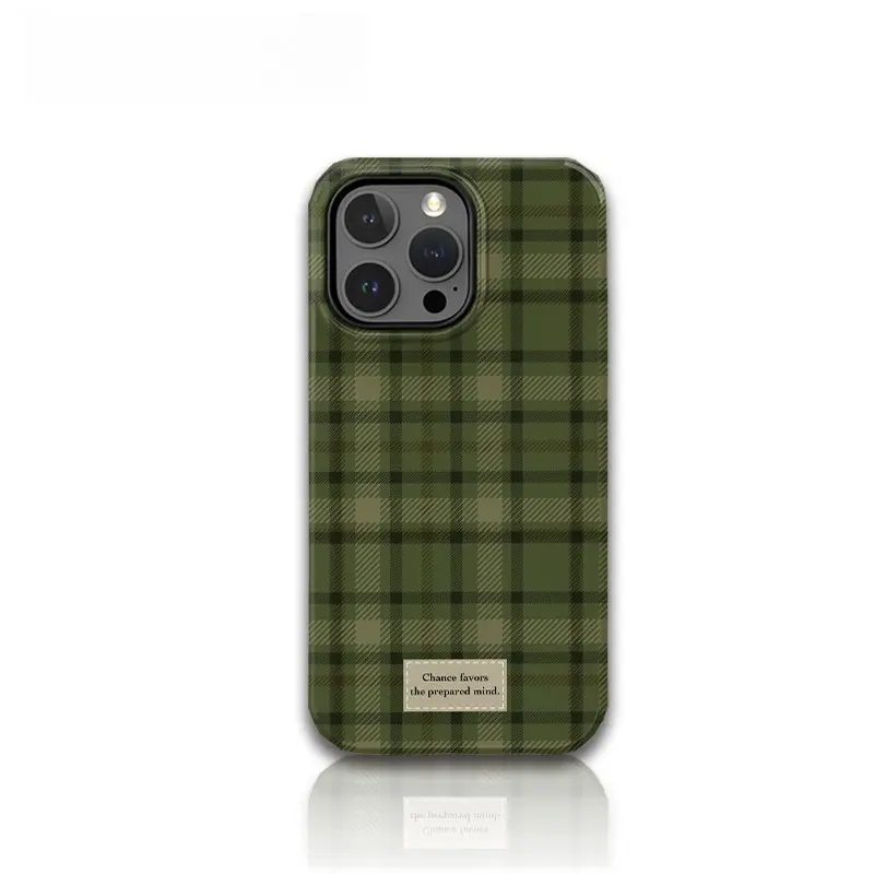 JIACC Green Vintage Plaid Phone Case for iPhone 17 ProMax Plus Air 16 15 14 13 12 11 X XR