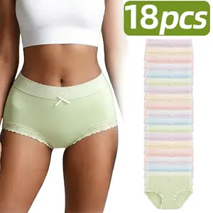 lenceria invisible 18Pcs/lot Women Underwear Large Size M-XXL Low Waist Panties Seamless Cotton Crotch Full Coverage Comfortable Breathable Stretch Fabric Daily Wear All Day Autumn Winter New Christmas Gifts Smooth Minimalist