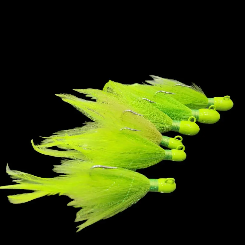 Green custom bucktail jig for saltwater fishing Green custom bucktail jig for saltwater fishing