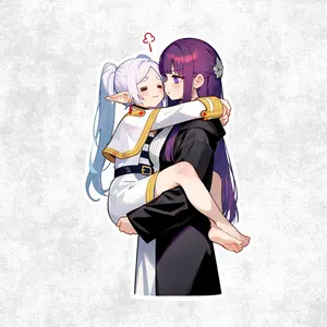 Frieren & Fern Sticker  Sousou no Frieren Anime Yuri Vinyl Decal  Cute Fantasy Elf Girls Sticker