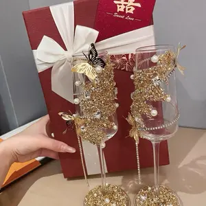 Custom wedding champagne flute toasting glasses wedding party set wedding gift idea