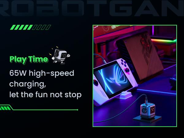 UGREEN Uno 65W USB C Charger Block, Nexode 3-Port GaN Fast Charger with Screen, Fun Robot Gifts for Men Women, Compatible with iPhone 17, MacBook Pro/Air, XPS, Galaxy S25, Steam Deck, ROG Ally, Black