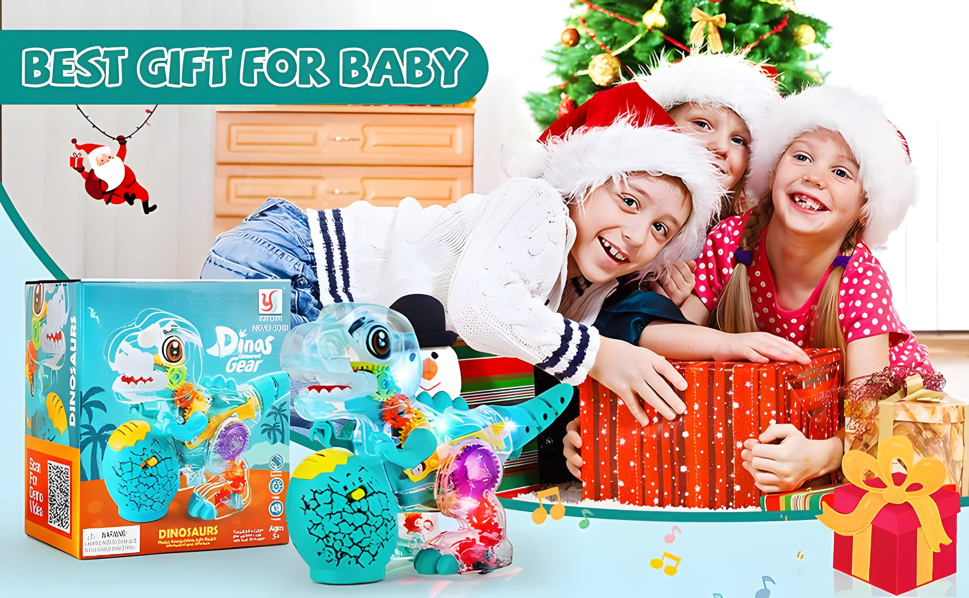 Electric T-Rex Roaring Dinosaur Toys,  Music Toys with LED Lights & Moving Wheels, Transparent Stem Sensory Gear Car Toys for Kids Entertainment, Gift for Boys Girls Birthday Party Christmas