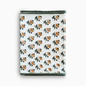 Hand Block Print Table Runner – White & Fern Green