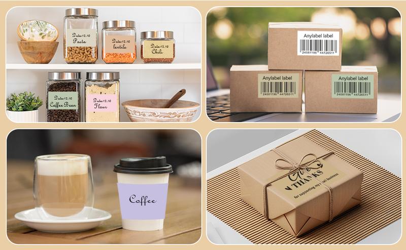 Starboling 3" x 2" Thermal Labels,Self-Adhesive Rectangle Thermal Printer Sticker,for Price,Barcode,Mailing,Name（Beige Gradient）