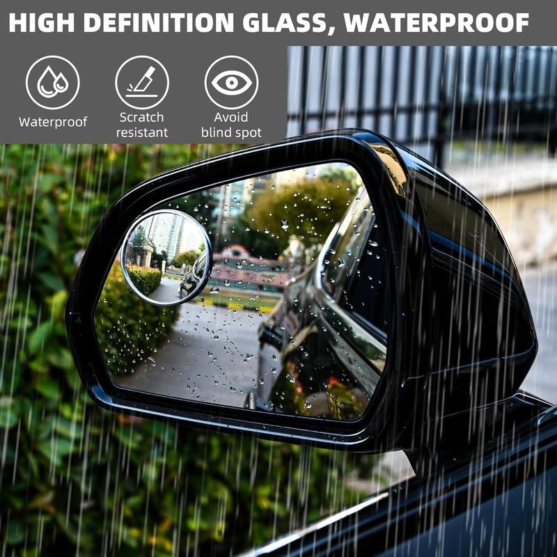 Blind Spot Car Mirror 2 Pack-2 Inch Round Rear View Convex Mirrors for Cars/SUVs/Motorcycles/Trucks/Trailers/Snowmobi les/Bicycles/RVs/Boats/Golf Carts with Rust Resistant Frame-HD Real Glass