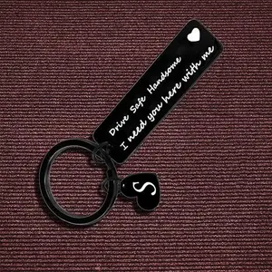 Drive Safe Keychain for Boyfriend Husband Dad 26 Initial Letter Keyring Valentine’s Day Gifts for Him Husband Gifts
