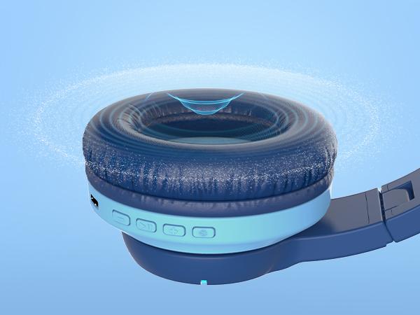 iClever Kids BTH12 Bluetooth Headphones with 4 Colorful LED Lights Modes Volume Limited 55H Playtime Built-in Mic for iPad Tablet Audio Headset