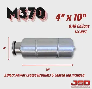 M370 JSD Aluminum Spun Fuel Tank 4x10 Vertical Fill 0.48 Gallon 1/4'' NPT