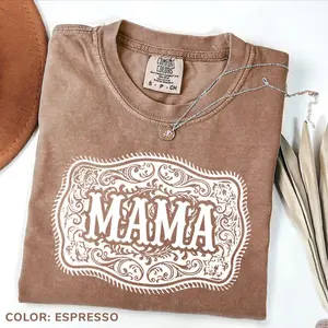 Comfort Colors Western Mama Shirt, Trendy Cowgirl Rodeo Graphic Tee, Country Mom Outfit, Cute Western Style T-shirt, Gift For Mother's Day