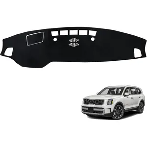 Black Dashboard Dash Board Cover Mat Carpet for Kia 2020 2021 2022 Telluride Accessories Dash Cover Flannel Material Dash Mat Sunshade (Not Suitable for 2023-2025 Model)
