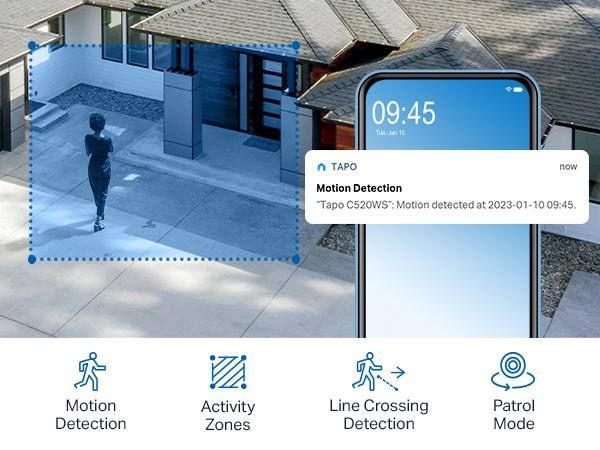 TP-Link & Tapo C520WS - 2K QHD Outdoor Pan/Tilt Wi-Fi Security Camera with 360° View, Motion Tracking, Color Night Vision, AI Detection, and Cloud & SD Card Storage Protection Surveillance Durable Adjustable