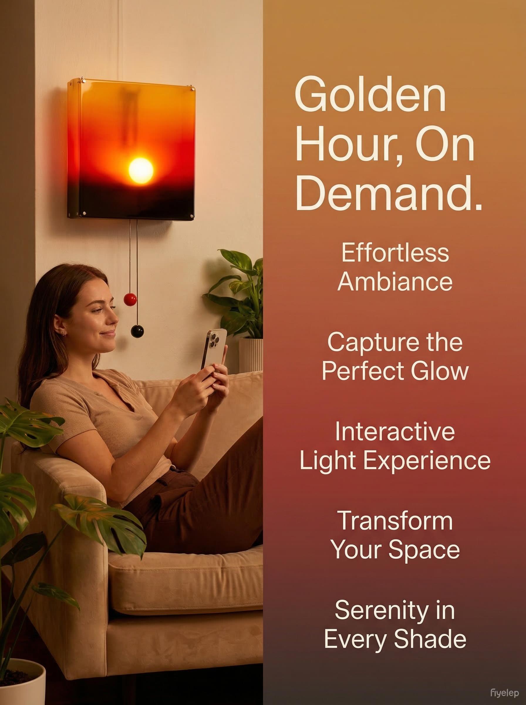 Creative Sunset Hand Pulled Night Light Adjustable Height & Brightness Sunrise to Sunset Scenery Wall Lamp Energy Efficient for Home Decor