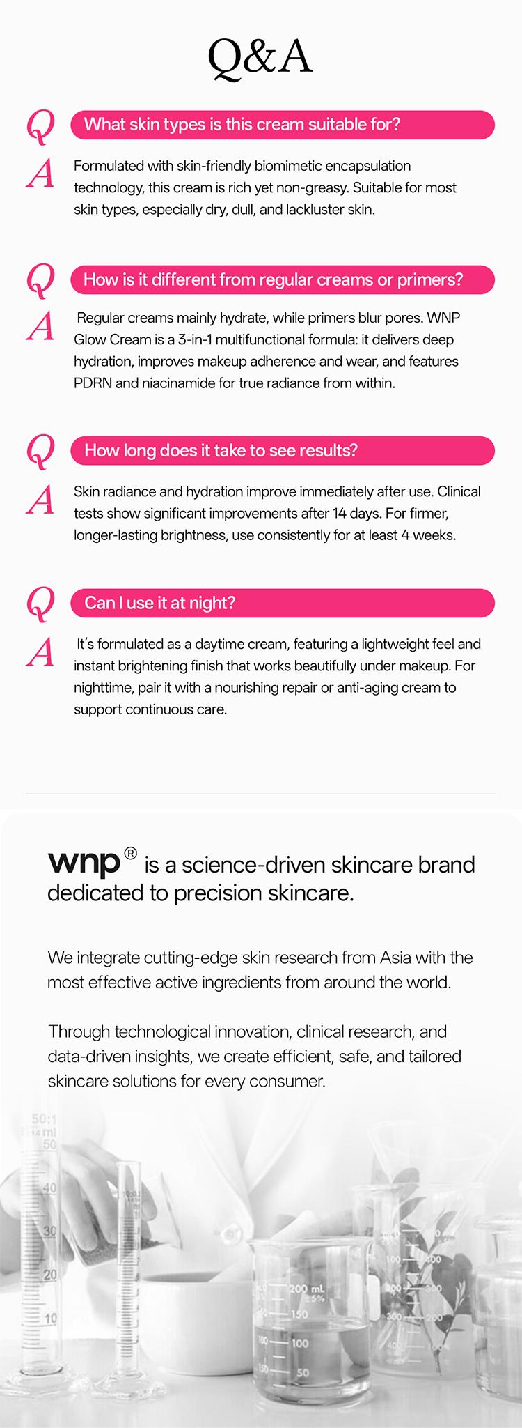 [WNP Official] WNP Glo Boost Cream | Glass glow skin | 99.9% pure PDRN, Hyaluronic Acid, Niacinamide, Peptides | Strengthen skin barrier, Even skin tone, Dark spot care | The K-beauty Secret | 3-in-1: Moisturizer + Primer + Brightening Cream