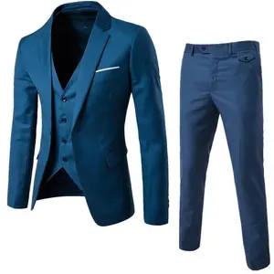 Four Seasons Men's Business Casual Suit Three-Piece Set Groom Best Man Wedding Suit Set