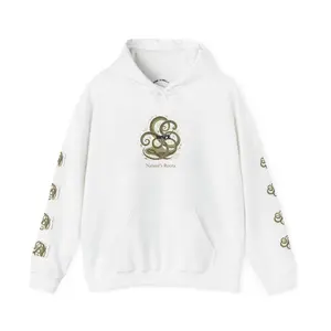 Botanical Camo Leaf Emblem Hoodie | nature pattern design, earthy textures