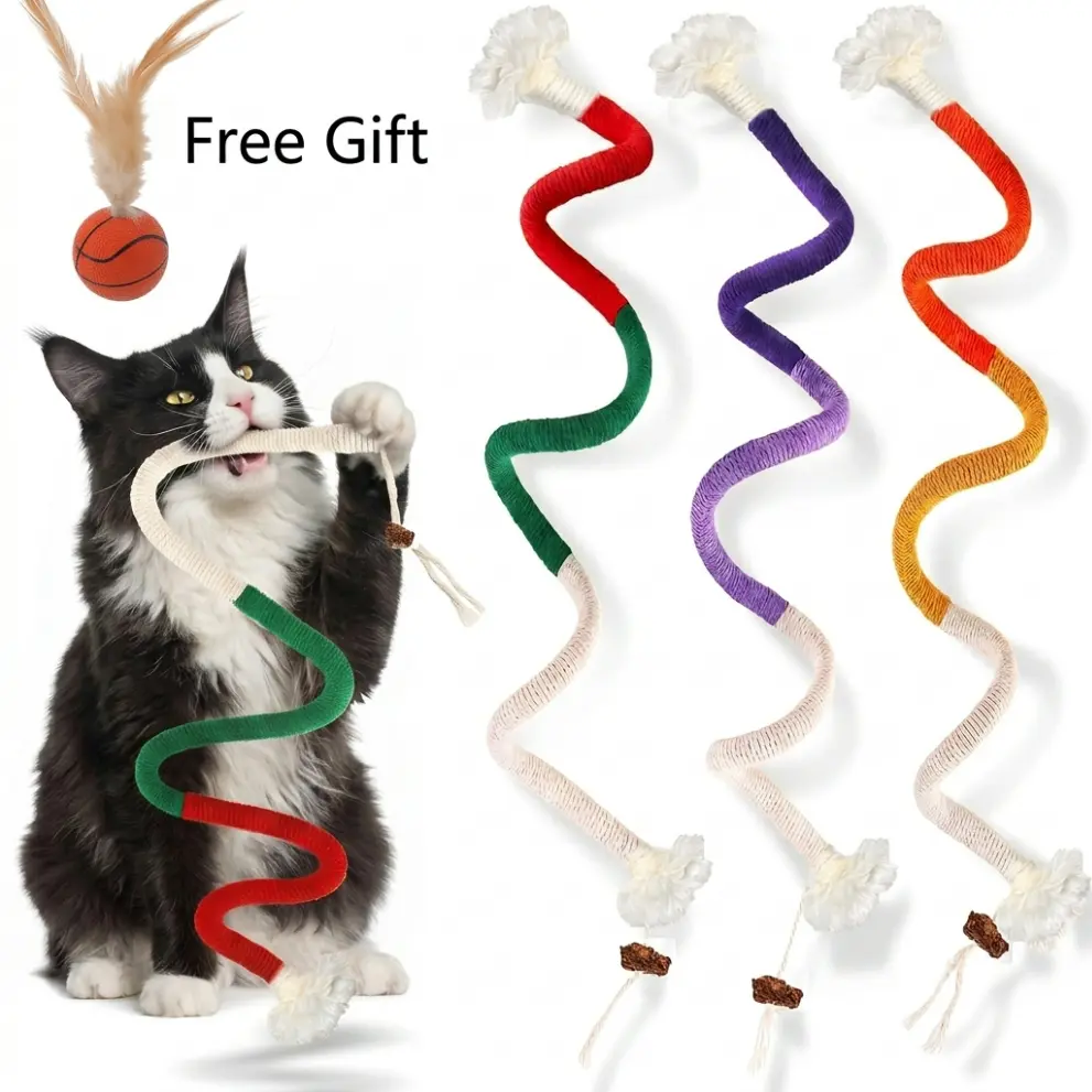 Cat Chew Toy for Indoor Cats, Teeth Cleaning & Hairball Relief, Reduces Boredom, Safe Natural Cotton Rope, Fun & Interactive, Durable & Mess-Free Interactive Cat Chew Toy for Teeth Cleaning# toys for my kitty#cat toys interactive