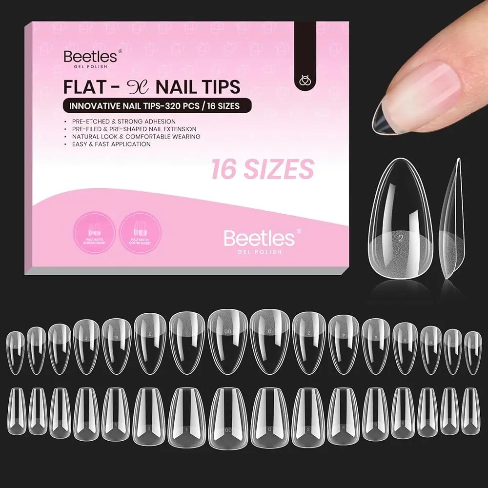S Almond +Coffin【Only Tips】Flat-X 16 Sizes 320 Pcs