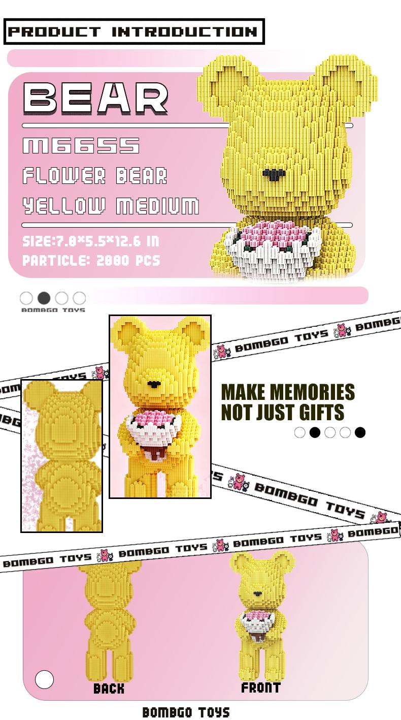 【BOMBGO】Bear Building Block,Size-Medium,3000 pcs,Bear Toys,Birthday Gift,Christmas Gift,Educational Building Blocks,Trend Decoration,Cool Gifts,Brick,Family Bonding BlackFriday Christmas