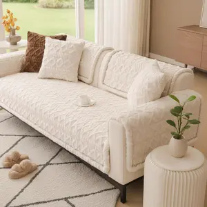 Soft Plush Solid Color Sofa Seat Cover Couch Cover, Classic Cable-Knit Texture, Sofa Protector with Non-Slip Backing, Pet-Friendly, Scratch-Resistant & Wear-Resistant, Cozy Hand Feel, Fits 1–4 Seater, Sectional & L-Shaped