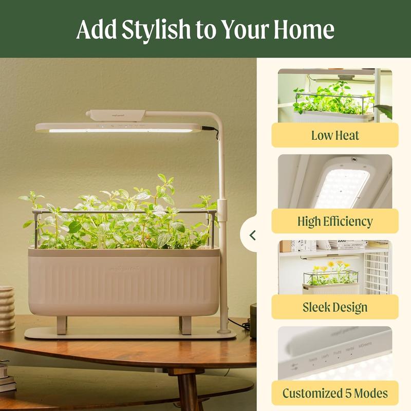 Vego Garden Grow Lights Stand for Indoor Plants Full-Spectrum LED Light with 5 Modes & Adjustable Height 14.9" to 22.5" for Seedlings Fruit Herbs Greens & Microgreens Heavy Duty Greenhouse Modern Design