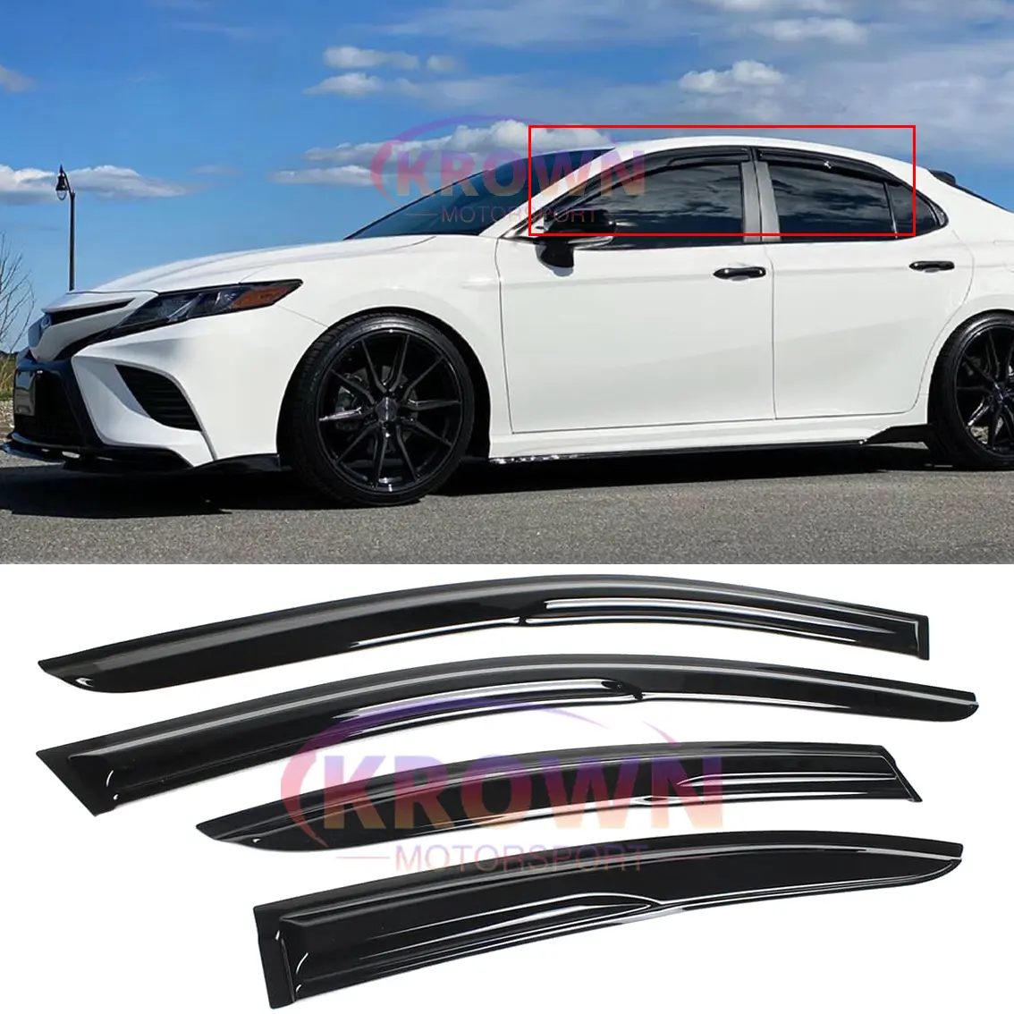 FOR 2018-2024 TOYOTA CAMRY JDM 3D MUGEN STYLE WINDOW VISOR DEFLECTOR RAIN GUARD