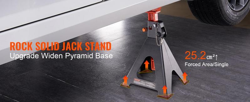 VEVOR Jack Stands, TikTokShopBlackFriday, 6 Ton (13,000 lbs) Capacity Car Jack Stands Double Locking, 14.2 -23 inch Adjustable Height, for lifting SUV, Pickup Truck, Car and UTV/ATV, Red, 1 Pair