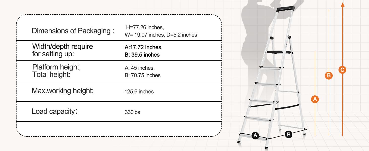 Step Ladder, Folding Step Stool with Anti-Slip Wide Pedal Handrails, Aluminum Stool Ladders, Safety Household Ladder for Home Kitchen Courtyard Outdoor