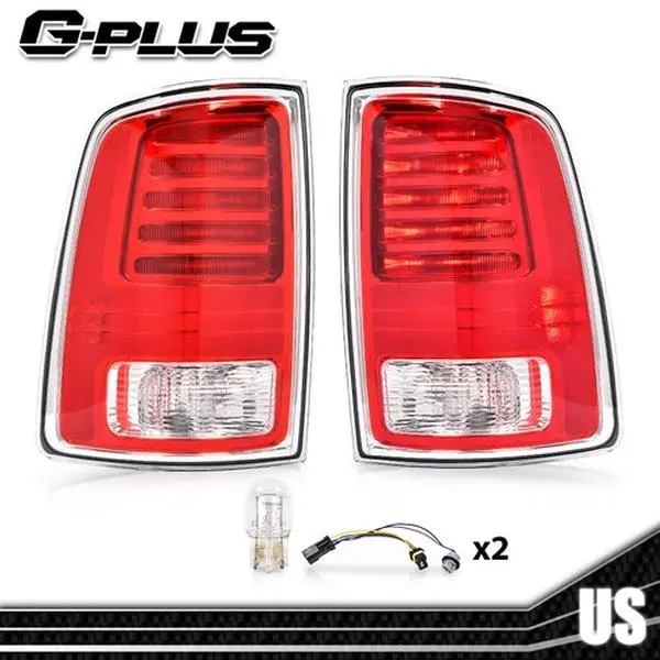 G-PLUS 1x Pair Rear Taillights LED Tail Light Assembly Replacement - Right+Left Red Lamps, Direct Fit, Plug-In Car Light Set, Brake Signal for RAM 1500/2500/3500 2013-2018, 2014-2015 3500 Lone Star Automotive Accessory, 2019 1500 Classic