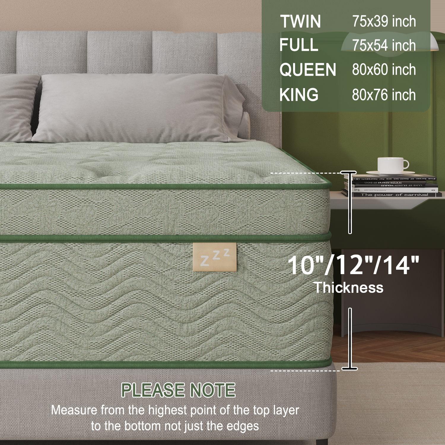 12/14 Inch Gel Memory Foam Mattress Hybrid Pocket Spring Twin Full Queen King Bed Mattress In A Box, Euro Top Medium Firm For Back & Lumbar Support, Individual Pocket Spring Bed For Motion Isolation & Fiberglass Free
