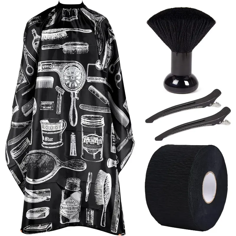 Hair Cutting Barber Cape for Men Stylist, Adjustable Neck Size, With Neck Strips & Neck Duster Hair Styling Care Set, for Women Men Hair Stylist Salon Barbershop Hairdressing