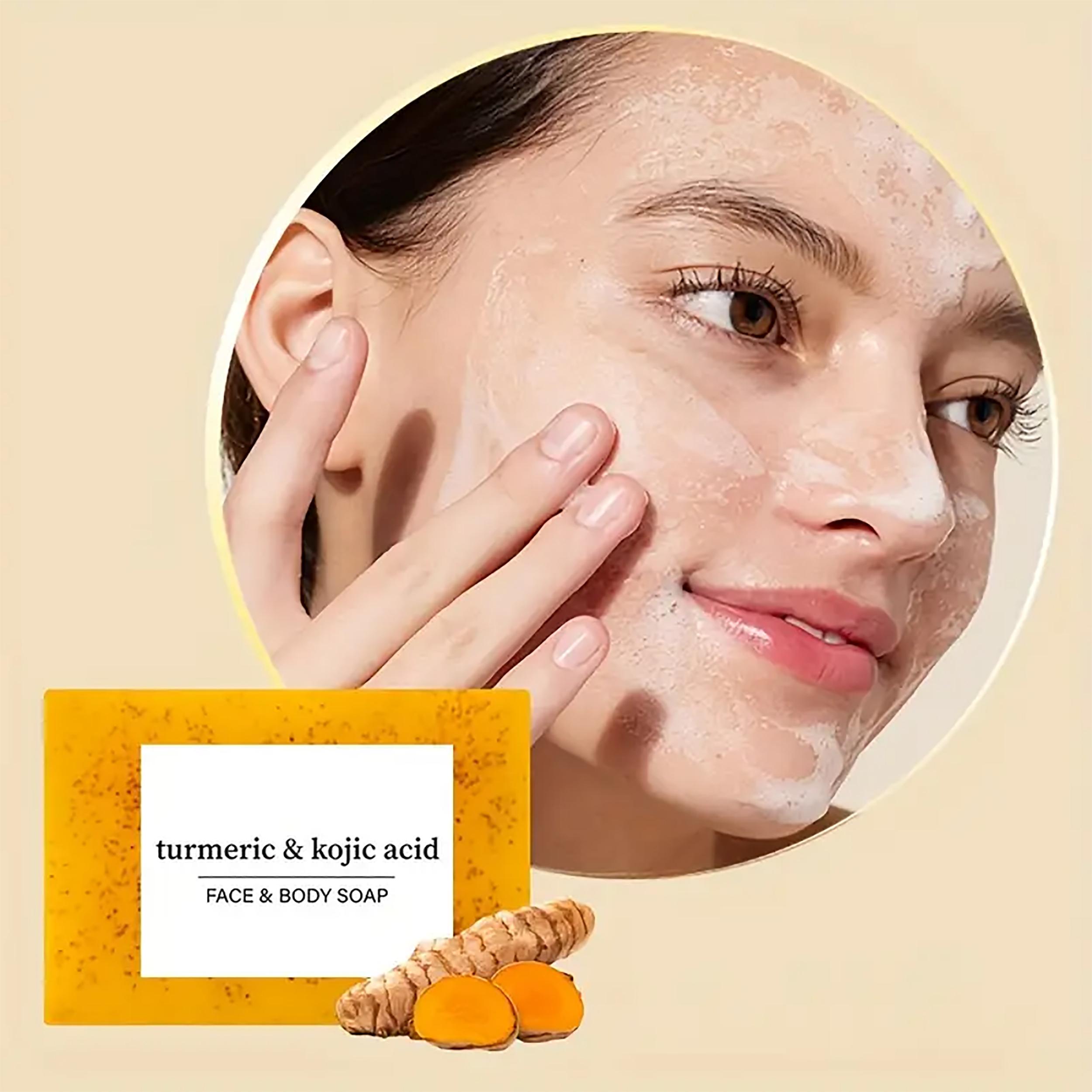 3PCSTurmeric & Kojic Soap 3PCSTurmeric Bar Soap for Natural Skin Care Gentle Cleansing and Moisturizing Brightening Soap