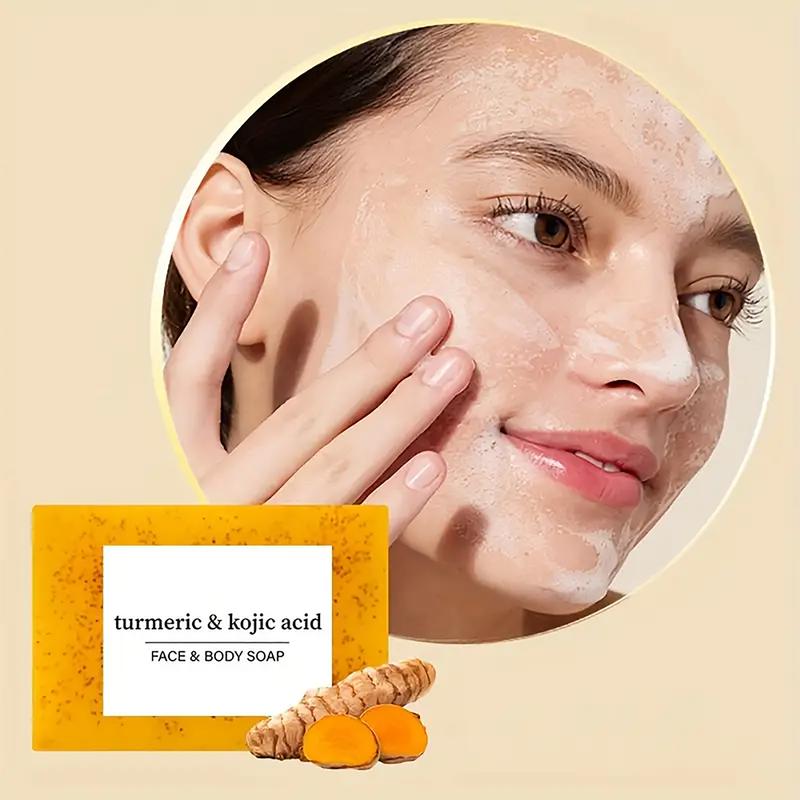 3PCSTurmeric & Kojic Soap 3PCSTurmeric Bar Soap for Natural Skin Care Gentle Cleansing and Moisturizing Brightening Soap