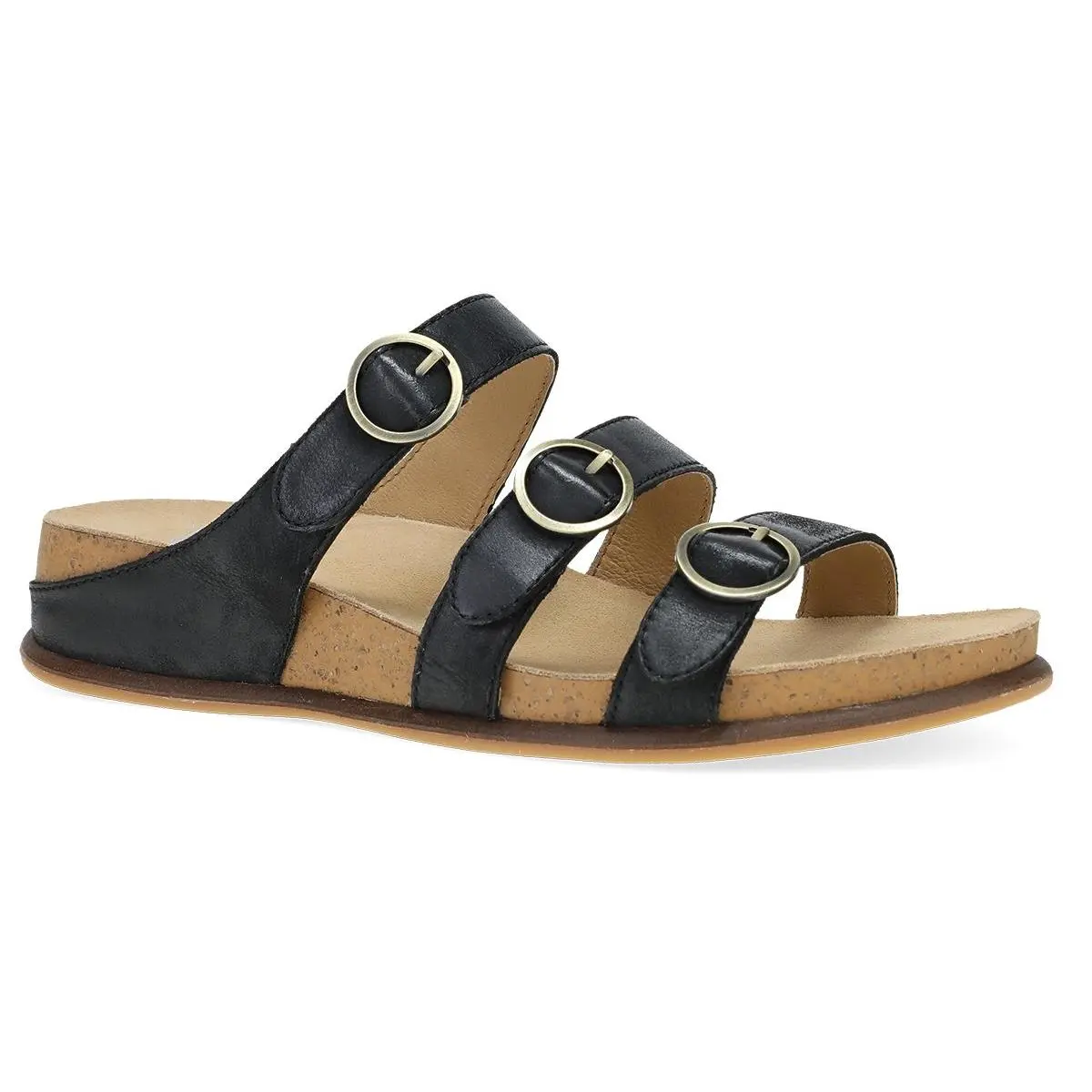 Dansko Campbell Black Burnished Nappa Leather Sandal