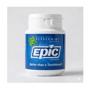 2 Pack of Epic Dental Peppermint Gum - Xylitol Sweetened - 50 Count - Gluten Free - Wheat Free - Vegan