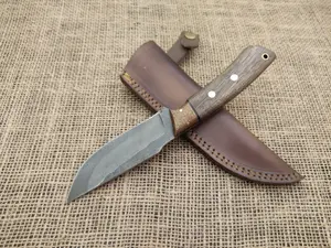 Handmade 1095 High Carbon Steel Fixed Blade Hunting Knife | Acid Washed Camping Survival Skinner Knife with Walnut Wood & Micarta Handle – 9.5” Outdoor Knife