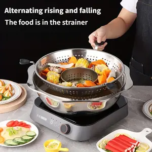 Rotating Hot Pot Steamboat Stainless SteeDouble-layer Detachable Shabu Hot Pot MandarinDuck Fondue without a lid
