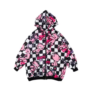Gloomy Bear Checkered Gloomy Oversized Zip Up Hoodie