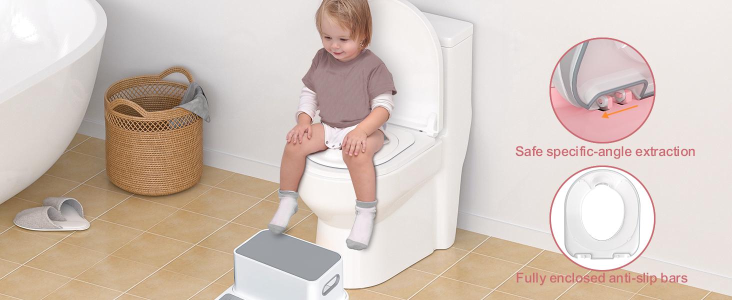 BabyBond 2-in-1 Realistic Flushing Potty Trainer, Pink Potty Chair with Detachable Seat, Flush Sounds, Wipes Storage & Toilet Paper Holder, Potty Trainning Seat for Toddler and Infant