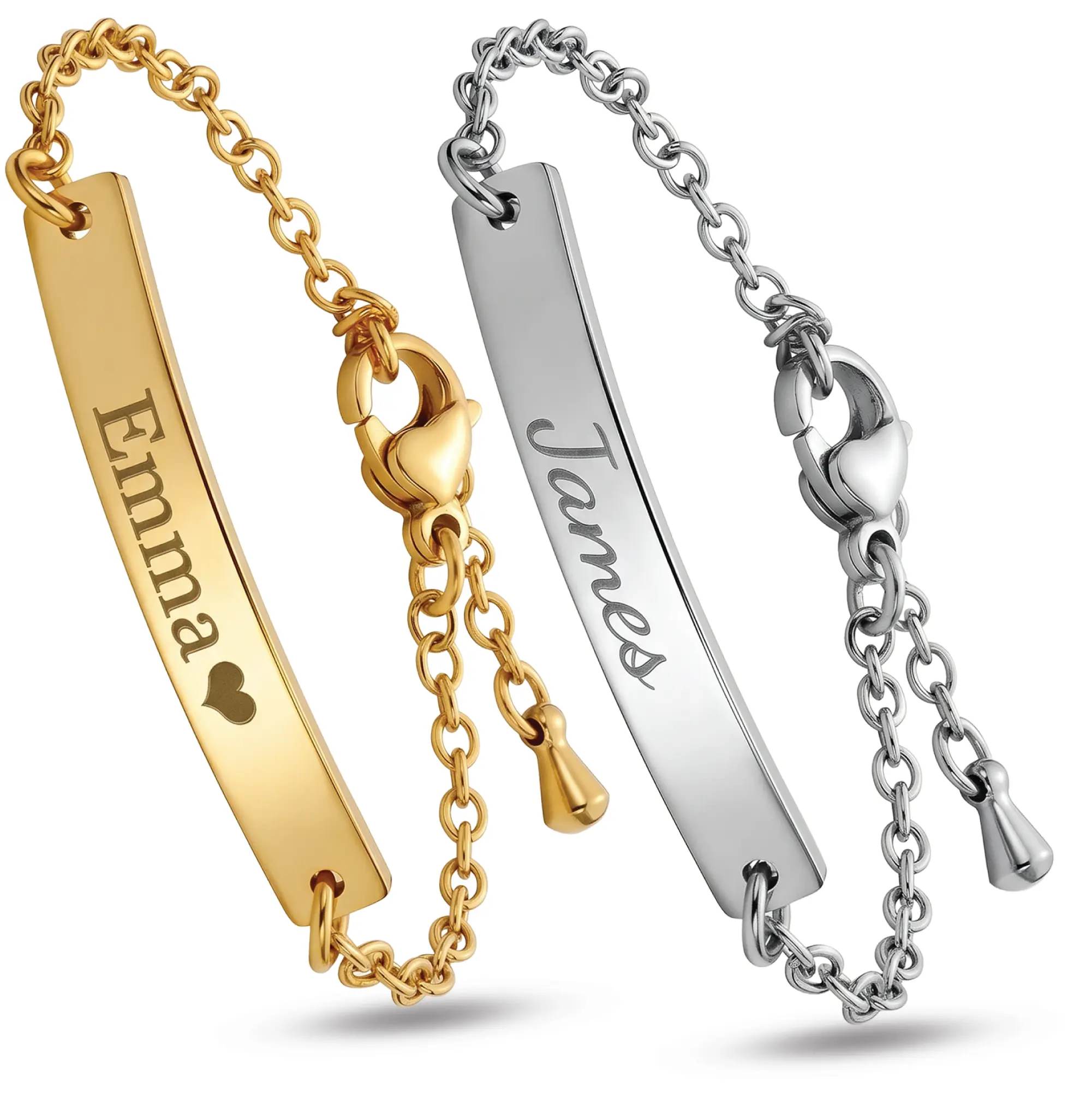 JEXIVA Personalized Baby Name ID Bar Bracelet-Anklet, Customizable Engraved Stainless Steel Minimalist Jewelry, Gold-Silver Adjustable Non-Tarnish Chain, Gift-Box Upgrade for Toddlers' Birthdays Baptism