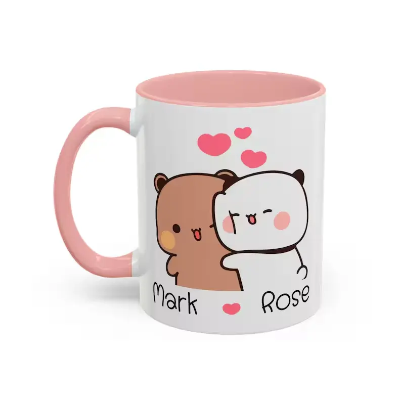 [Made In US] Personalized Cute Couple Coffee Mug – Custom Name Love Mug, Romantic Gift for Couples, Boyfriend & Girlfriend, 11oz & 15oz Ceramic Mug