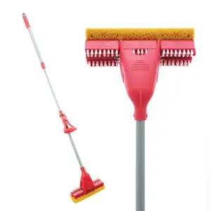 LOLA Slide Roller Mop, Bristle & Sponge Scrubber with Adjustable Steel Handle, Ergonomic Rubber Grip for Home Cleaning
