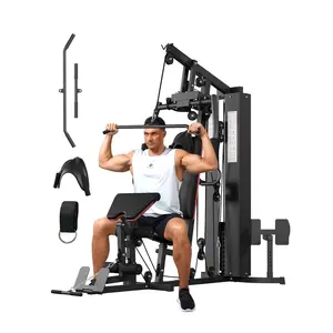 Home Gym Equipment Machine, Full Body Workout Machine with 150 LBS Weight Stack, Multifunctional All in One Exercise Station with Preacher Curl Pad, Leg Developer for Strength Training