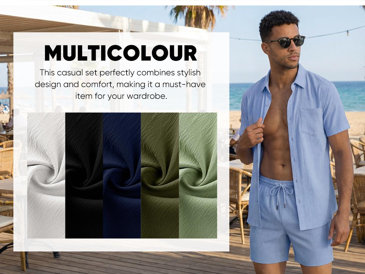 JMIERR Mens 2 Piece Short Sets Short Sleeve Shirts and Shorts Summer Beach Vacation Texture Outfits JMIERR Mens 2 Piece Short Sets Short Sleeve Shirts and Shorts Summer Beach Vacation Texture Outfits