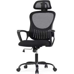 Office Computer Desk Chair, Ergonomic Mesh Gaming Chair，Lumbar Support & Flip Up Armrests For Space Saving，High Back Computer Chair With Adjustable Headrest