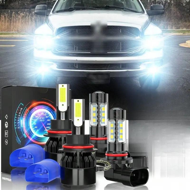 Ultra Bright 4PCS LED Headlight Bulbs Kit 120000LM 6000K Cool White,9005+H11/9005+9006/H11+H11 Multi-Fit Socket,High Low Beam,10X Visibility,Aluminum Body,Battery-Free,Plug N Play,IP68 Waterproof,Car Headlamp Upgrade