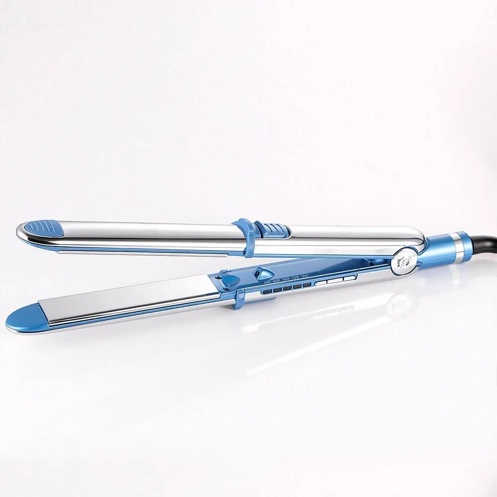 1 blue electric stainless steel multifunctional straightening and curling styling tool, Smooth Hair Styling, Multifunctional hair straightener, Hair Styler, fast heating, 5-level temperature control, rotating cord design, suitable for daily styling